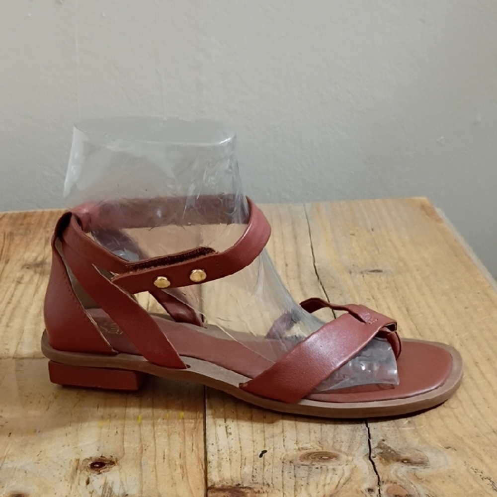 Franco Sarto Brown Leather Parker Strappy Sandals Size 9.5M